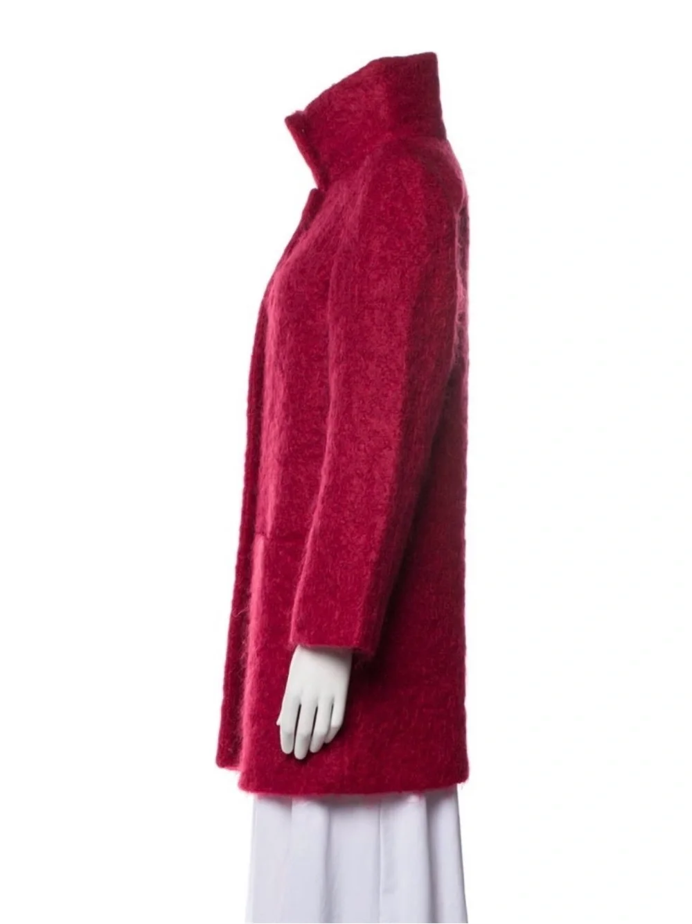 Agnes B cherry red Button-Front Wool Blend Coat - Picture 2 of 4